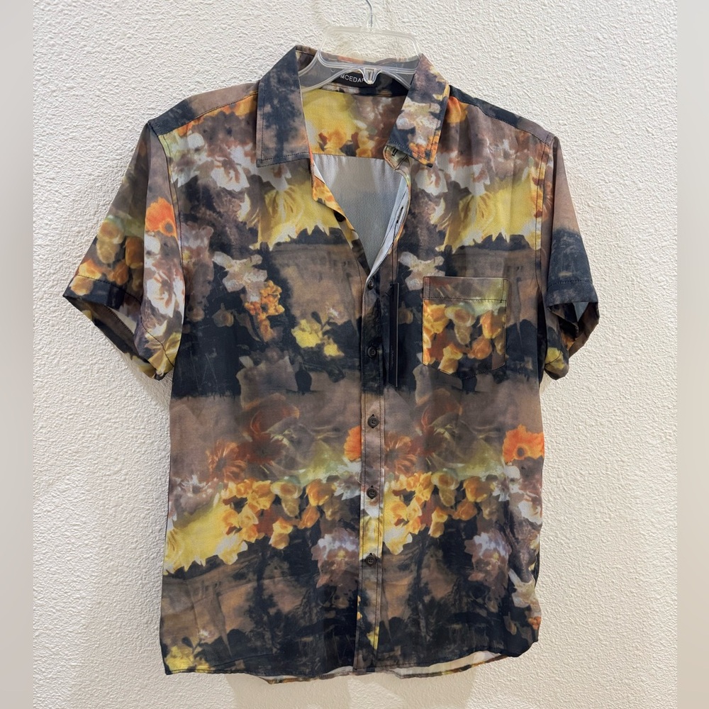 Men's Floral Casual Button Down Shirt